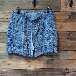 Briggs New York High Waist Blue Pattern Shorts Bahamas Summer Size L Cute Cheap